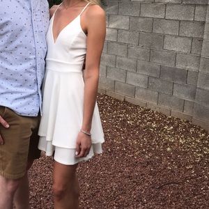 White lace back dress